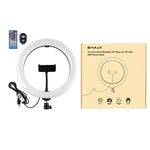 Anel LED RGBW Dimmable USB de 10,2 polegadas 26cm com Superfície Curva PULUZ para Vlogging, Fotografia e Vídeo com Tripé, Cabeça de Bola, Controlo Remoto e Suporte para Telemóvel, 10,2 polegadas RGBW