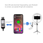 Anel LED RGBW Dimmable USB de 10,2 polegadas 26cm com Superfície Curva PULUZ para Vlogging, Fotografia e Vídeo com Tripé, Cabeça de Bola, Controlo Remoto e Suporte para Telemóvel, 10,2 polegadas RGBW