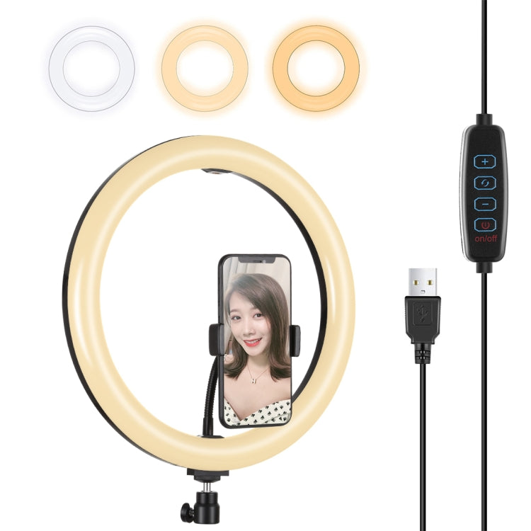 Anel LED Curvo Difuso de Temperatura de Cor Dupla Dimmable USB 3 Modos 30cm 11,8 polegadas PULUZ para Vlogging, Selfie, Fotografia e Vídeo com Suporte para Telemóvel, 11,8 polegadas