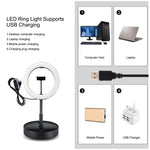 PULUZ Luzes de vídeo para vlogging, selfie e fotografia com anel LED curvo de 26cm (10,2 polegadas), USB, 3 modos, temperatura de cor dupla, regulável, com obturador remoto Bluetooth, suporte de secretária dobrável e suporte para telemóvel