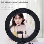 PULUZ Luzes de vídeo para vlogging, selfie e fotografia com anel LED curvo de 26cm (10,2 polegadas), USB, 3 modos, temperatura de cor dupla, regulável, com obturador remoto Bluetooth, suporte de secretária dobrável e suporte para telemóvel
