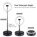 PULUZ Luzes de vídeo para vlogging, selfie e fotografia com anel LED curvo de 26cm (10,2 polegadas), USB, 3 modos, temperatura de cor dupla, regulável, com obturador remoto Bluetooth, suporte de secretária dobrável e suporte para telemóvel
