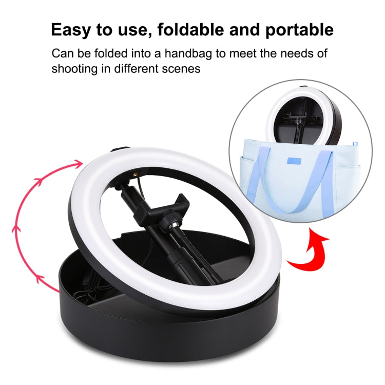 PULUZ Luzes de vídeo para vlogging, selfie e fotografia com anel LED curvo de 26cm (10,2 polegadas), USB, 3 modos, temperatura de cor dupla, regulável, com obturador remoto Bluetooth, suporte de secretária dobrável e suporte para telemóvel