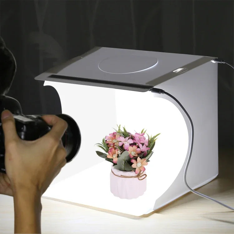 PULUZ 20cm Inclui 2 Painéis LED Dobráveis Portáteis Kit de Iluminação para Estúdio Fotográfico com 1100LM e 6 Fundos Coloridos (Preto, Branco, Amarelo, Vermelho, Verde, Azul), Tamanho Desdobrado: 24cm x 23cm x 23cm, 20cm(2 LED/RU), 20cm(2 LED)