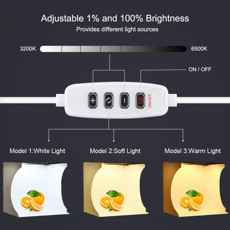 PULUZ Painel LED Circular de 23cm Painel Dobrável de Luz Portátil Kit de Caixa de Tenda para Fotografia com 6 Fundos de Cores (Preto, Branco, Amarelo, Vermelho, Verde, Azul), Tamanho Aberto: 24cm x 23cm x 23cm, Painel LED Circular 23cm