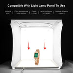 Kit de Tenda de Estúdio Fotográfico com Placa de Luz Anelar Dobrável Portátil 30cm PULUZ com 6 Fundos Coloridos (Preto, Branco, Amarelo, Vermelho, Verde, Azul), Tamanho Desdobrado: 31cm x 31cm x 32cm, Caixa 30cm