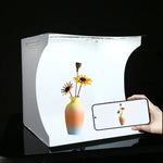 Kit de Tenda de Estúdio Fotográfico com Placa de Luz Anelar Dobrável Portátil 30cm PULUZ com 6 Fundos Coloridos (Preto, Branco, Amarelo, Vermelho, Verde, Azul), Tamanho Desdobrado: 31cm x 31cm x 32cm, Caixa 30cm