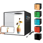 Kit de Tenda de Estúdio para Fotografia com Anel de Luz Dobrável PULUZ 30cm com 6 Cores de Fundo Preto / Branco / Laranja / Vermelho / Verde / Azul, Caixa Preta 30cm