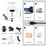 PULUZ Luzes de vídeo para vlogging, selfie e fotografia com anel LED curvo RGB de 20cm (7,9 polegadas), USB, regulável, temperatura de cor dupla, com suporte para telemóvel, RGBW 7,9 polegadas