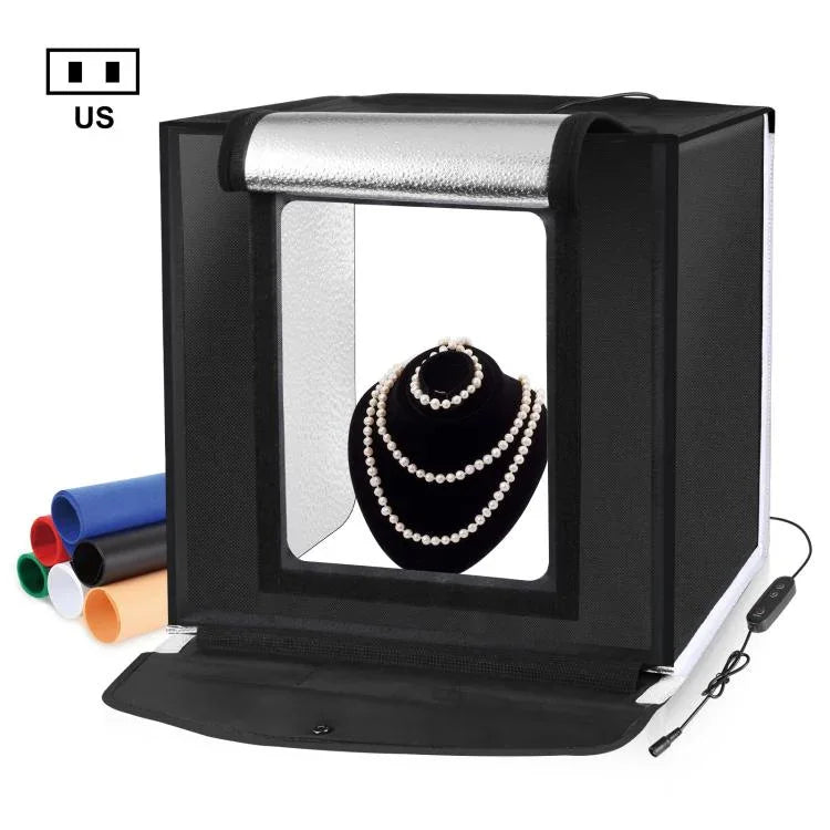 PULUZ 40cm Tenda de Estúdio Fotográfico Portátil Dobrável com Luz Branca Regulável, Kit com 6 Cores (Preto, Laranja, Branco, Vermelho, Verde, Azul) Fundos, Caixa 40cm (EUA), Caixa 40cm (RU), Caixa 40cm (UE), Caixa 40cm (AU)
