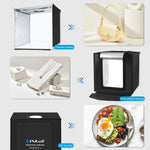 PULUZ 40cm Tenda de Estúdio Fotográfico Portátil Dobrável com Luz Branca Regulável, Kit com 6 Cores (Preto, Laranja, Branco, Vermelho, Verde, Azul) Fundos, Caixa 40cm (EUA), Caixa 40cm (RU), Caixa 40cm (UE), Caixa 40cm (AU)