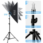 Kit Fotográfico PULUZ Softbox de Estúdio 50x70cm + Suporte de Tripé de 2m + Lâmpada LED E27 30W 5700K Luz Branca 220V, Lâmpada Única Ficha UE, Lâmpada Única Ficha EUA
