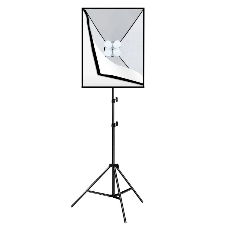 Kit de Iluminação Fotográfica PULUZ Softbox de Estúdio 50x70cm + Suporte de Tripé de 2m + 4 Lâmpadas LED E27 20W 5700K Luz Branca 220V, 4 Lâmpadas Ficha UE, 4 Lâmpadas Ficha EUA