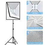 Kit de Iluminação Fotográfica PULUZ Softbox de Estúdio 50x70cm + Suporte de Tripé de 2m + 4 Lâmpadas LED E27 20W 5700K Luz Branca 220V, 4 Lâmpadas Ficha UE, 4 Lâmpadas Ficha EUA