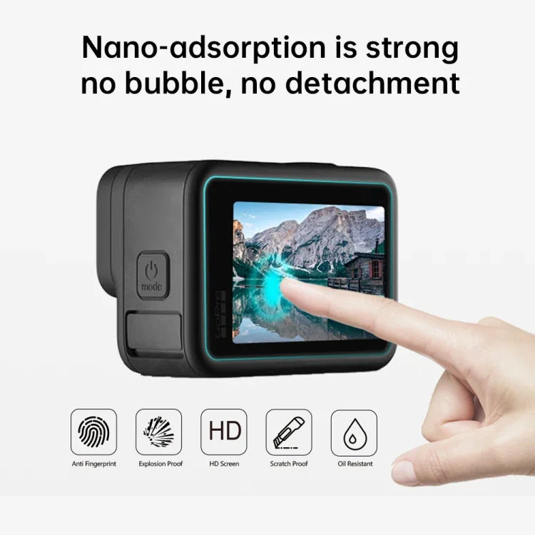 Película de Vidro Temperado 9H 2.5D para Lente + Ecrã LCD PULUZ para GoPro HERO12 Black /11 Black /10 Black /9 Black, Para GoPro HERO9 Black