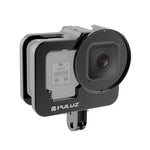 PULUZ para GoPro HERO13 Black /12 Black /11 Black /10 Black /9 Black Caixa Protetora Reforçada CNC em Liga de Alumínio com Estrutura de Segurança e Lente UV 52mm, Para GoPro HERO9 Black Reforçada