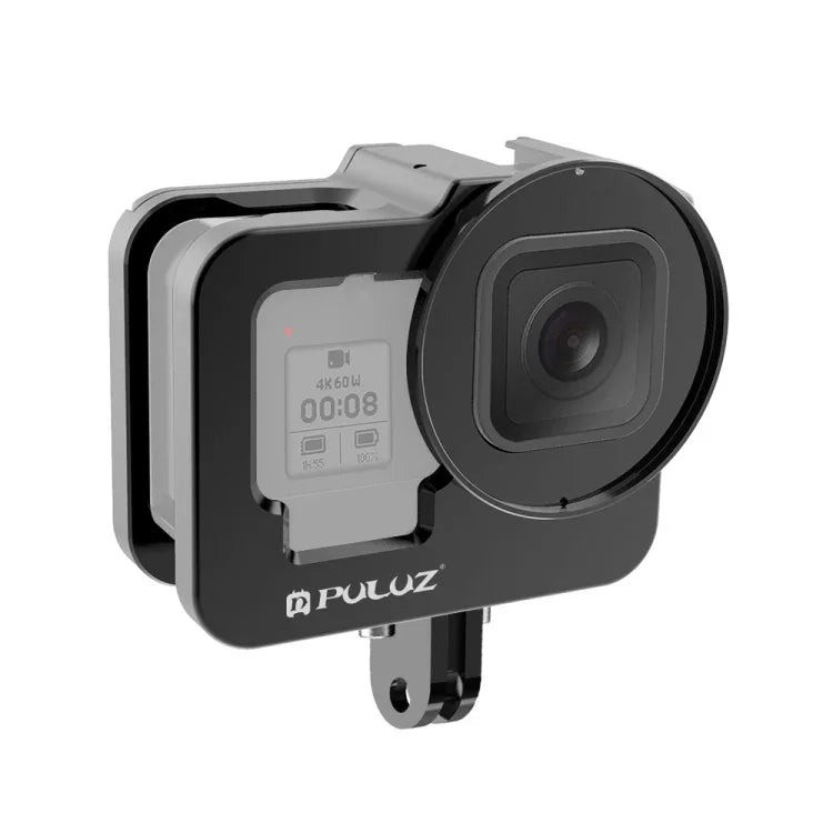 PULUZ para GoPro HERO13 Black /12 Black /11 Black /10 Black /9 Black Caixa Protetora Reforçada CNC em Liga de Alumínio com Estrutura de Segurança e Lente UV 52mm, Para GoPro HERO9 Black Reforçada