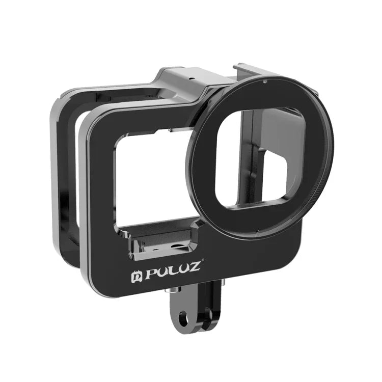 PULUZ para GoPro HERO13 Black /12 Black /11 Black /10 Black /9 Black Caixa Protetora Reforçada CNC em Liga de Alumínio com Estrutura de Segurança e Lente UV 52mm, Para GoPro HERO9 Black Reforçada