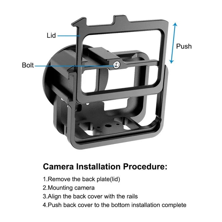 PULUZ para GoPro HERO13 Black /12 Black /11 Black /10 Black /9 Black Caixa Protetora Reforçada CNC em Liga de Alumínio com Estrutura de Segurança e Lente UV 52mm, Para GoPro HERO9 Black Reforçada