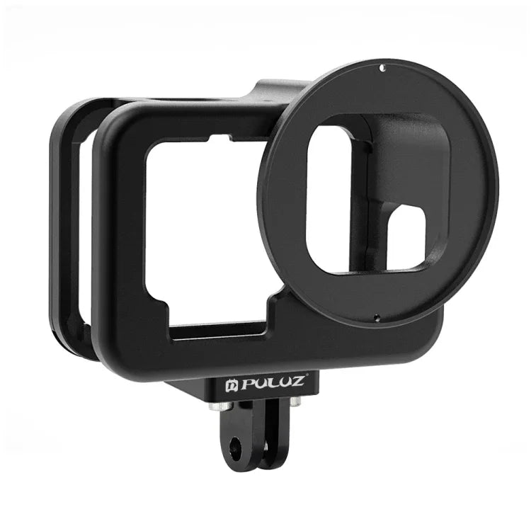 PULUZ para GoPro HERO13 Black /12 Black /11 Black /10 Black /9 Black Caixa Protetora Fina CNC em Liga de Alumínio com Estrutura de Segurança e Lente UV 52mm, Para GoPro HERO9 Black Fina