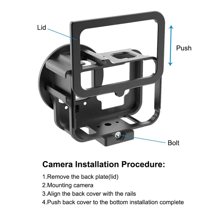 PULUZ para GoPro HERO13 Black /12 Black /11 Black /10 Black /9 Black Caixa Protetora Fina CNC em Liga de Alumínio com Estrutura de Segurança e Lente UV 52mm, Para GoPro HERO9 Black Fina