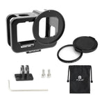 PULUZ para GoPro HERO13 Black /12 Black /11 Black /10 Black /9 Black Caixa Protetora Fina CNC em Liga de Alumínio com Estrutura de Segurança e Lente UV 52mm, Para GoPro HERO9 Black Fina