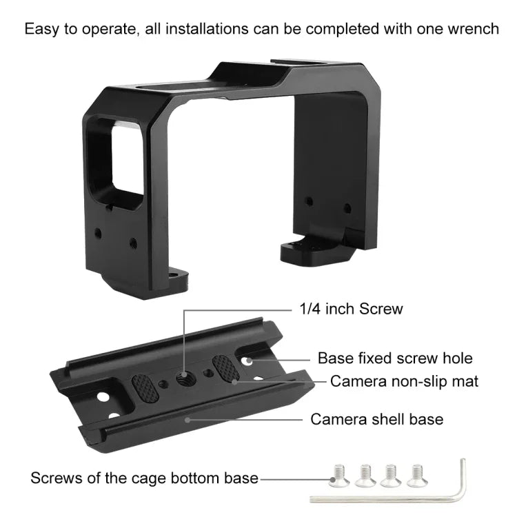 Estojo Protetor com Estrutura de Liga de Alumínio PULUZ com Slot para Base Cold Shoe & Adaptador para Base de Tripé para Insta360 One R, Para Gaiola de Estrutura Insta 360 One R (B), Para Gaiola de Estrutura Insta 360 One R (R)