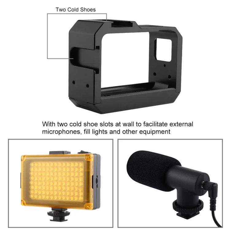 Estojo Protetor com Estrutura de Liga de Alumínio PULUZ com Slot para Base Cold Shoe & Adaptador para Base de Tripé para Insta360 One R, Para Gaiola de Estrutura Insta 360 One R (B), Para Gaiola de Estrutura Insta 360 One R (R)