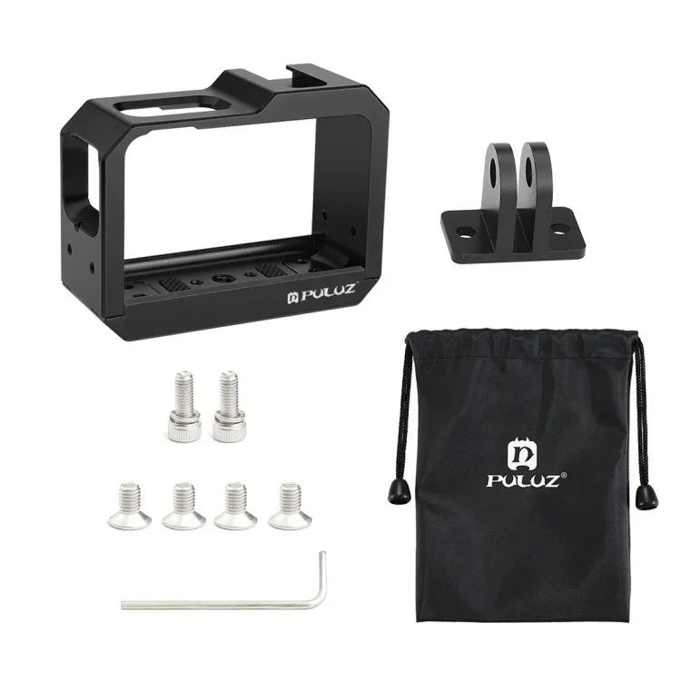 Estojo Protetor com Estrutura de Liga de Alumínio PULUZ com Slot para Base Cold Shoe & Adaptador para Base de Tripé para Insta360 One R, Para Gaiola de Estrutura Insta 360 One R (B), Para Gaiola de Estrutura Insta 360 One R (R)