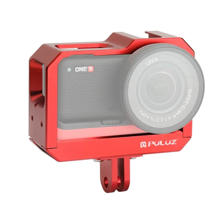 Estojo Protetor com Estrutura de Liga de Alumínio PULUZ com Slot para Base Cold Shoe & Adaptador para Base de Tripé para Insta360 One R, Para Gaiola de Estrutura Insta 360 One R (B), Para Gaiola de Estrutura Insta 360 One R (R)