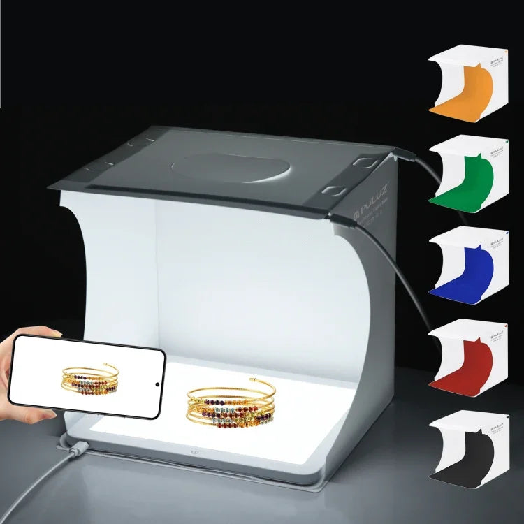 PULUZ Mini Painel de Luz LED Fotográfica Sem Sombra + Tenda de Estúdio para Fotografia, Material Acrílico, Área Efectiva 20cm x 20cm, 20cm (2 LED) + Luz Sem Sombra