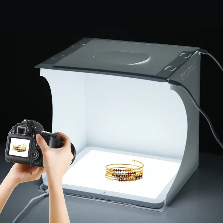 PULUZ Mini Painel de Luz LED Fotográfica Sem Sombra + Tenda de Estúdio para Fotografia, Material Acrílico, Área Efectiva 20cm x 20cm, 20cm (2 LED) + Luz Sem Sombra