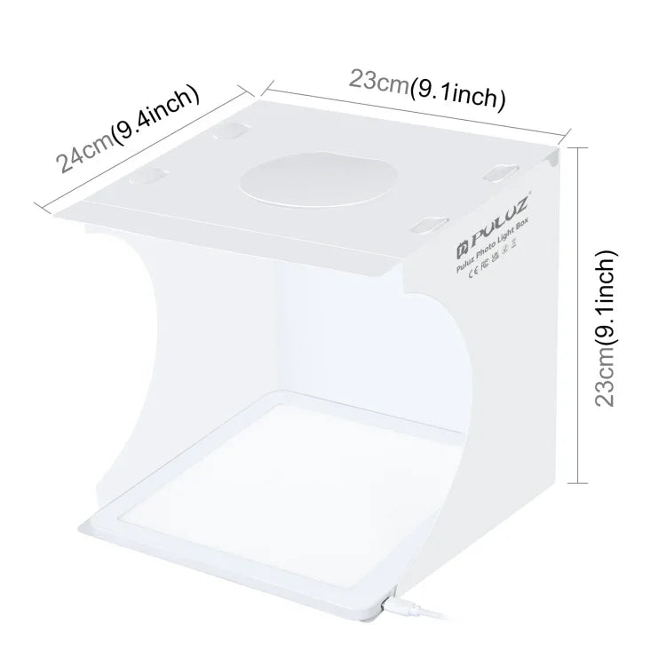 PULUZ Mini Painel de Luz LED Fotográfica Sem Sombra + Tenda de Estúdio para Fotografia, Material Acrílico, Área Efectiva 20cm x 20cm, 20cm (2 LED) + Luz Sem Sombra