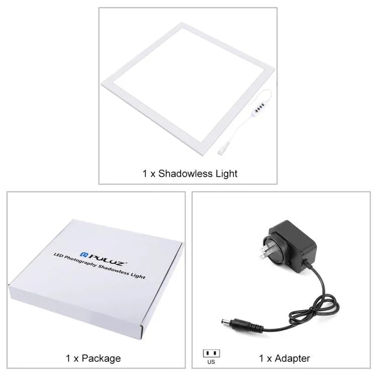 PULUZ 1000LM LED Acrílico Sem Polarização Luz Sem Sombra com Interruptor para Caixa de Estúdio Fotográfico de 40cm, Luz(US), Luz(UK), Luz(EU)