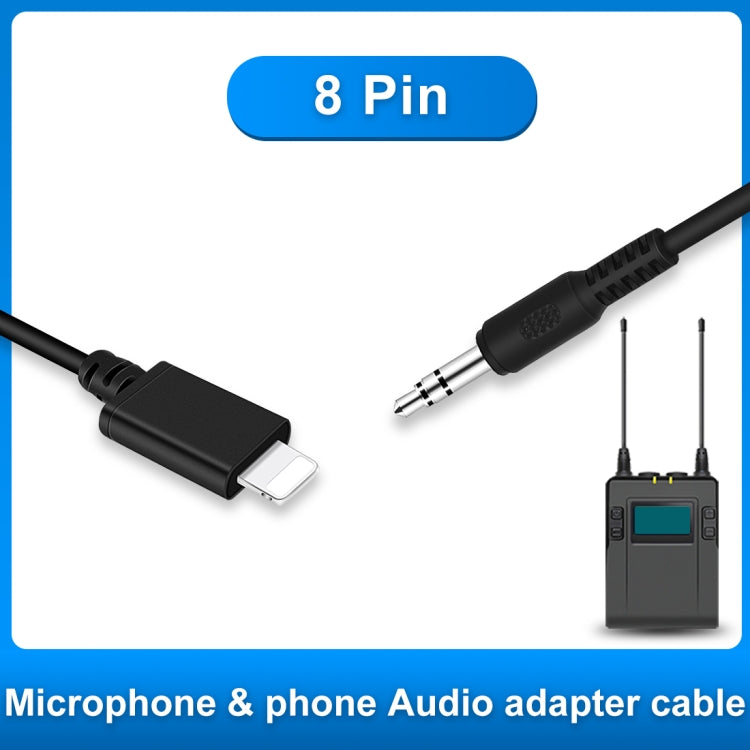 PULUZ Cabo adaptador de áudio para microfone ao vivo macho TRRS 3,5mm para macho 8 pinos com mola enrolada para iPhone, cabo esticável até 100cm
