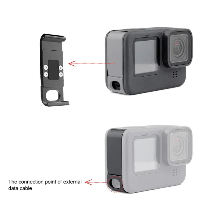 Tampa de Interface Lateral de Bateria Metálica PULUZ para GoPro HERO13 Black /12 Black /11 Black /10 Black /9 Black, Tampa Lateral Metálica e Plástica