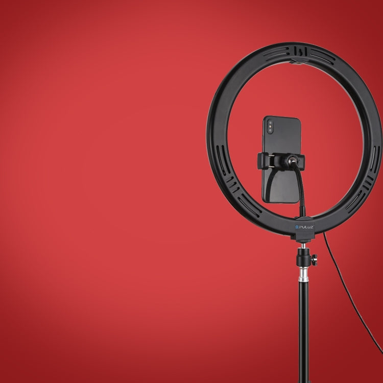 PULUZ Luzes de vídeo para vlogging e fotografia com anel LED curvo USB de 30cm (11,8 polegadas), 10 modos, 8 cores RGBW, regulável, com tripé, cabeça esférica e suporte para telemóvel, controlo por botão