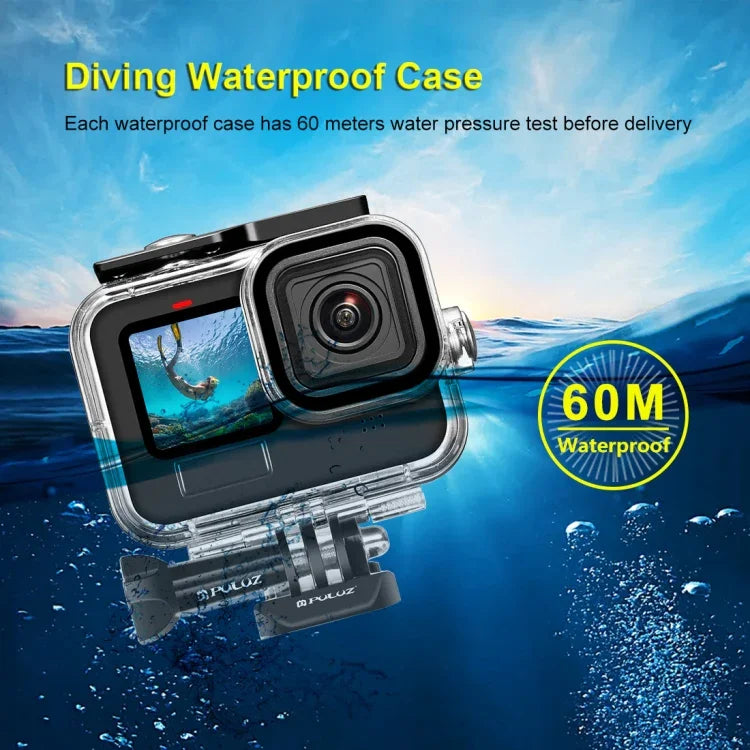 Estojo protetor impermeável PULUZ 60m com fecho e suporte básico & parafuso para GoPro HERO13 Black /12 Black /11 Black /10 Black /9 Black, Para GoPro HERO9 Black