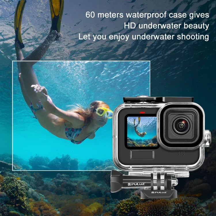 Estojo protetor impermeável PULUZ 60m com fecho e suporte básico & parafuso para GoPro HERO13 Black /12 Black /11 Black /10 Black /9 Black, Para GoPro HERO9 Black