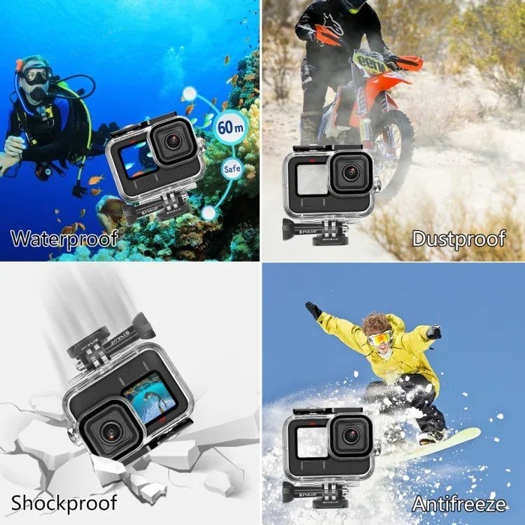 Estojo protetor impermeável PULUZ 60m com fecho e suporte básico & parafuso para GoPro HERO13 Black /12 Black /11 Black /10 Black /9 Black, Para GoPro HERO9 Black