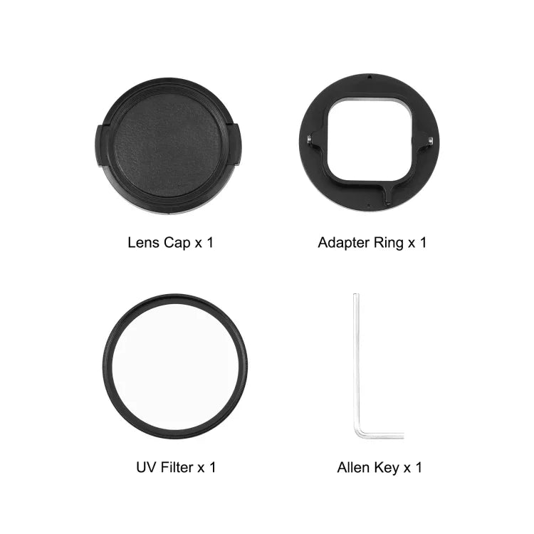 Filtro de Lente UV PULUZ 52mm para GoPro HERO12 Black /11 Black Mini /11 Black /10 Black /9 Black, com Anel Adaptador, Filtro UV