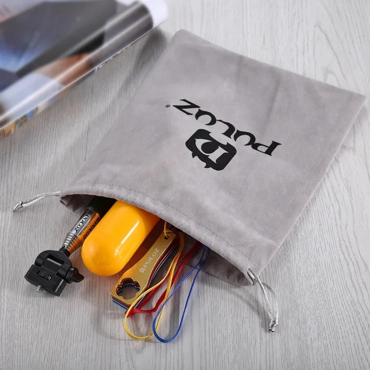 Bolsa de Armazenamento PULUZ com Cordão para GoPro, Insta360, DJI e Outros Acessórios para Câmaras de Ação, Bolsa de Flanela, Tamanho: 24.5cm x 20.5cm, Bolsa de Malha de Nylon, Tamanho: 21.5cm x 15.5cm