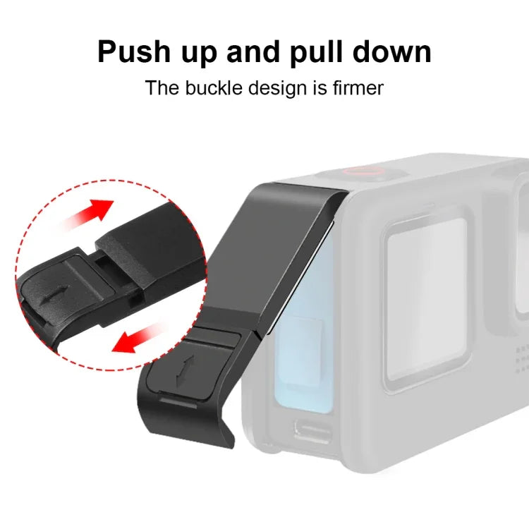 Capa Protetora de Silicone PULUZ para GoPro HERO12 Black /11 Black /10 Black /9 Black + Tampa Lateral de Interface POM com Correia de Pulso & Tampa de Lente, Capa de Silicone para GoPro HERO12 Black + Tampa Lateral