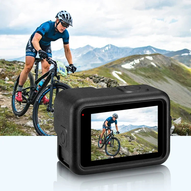 Capa Protetora de Silicone PULUZ para GoPro HERO12 Black /11 Black /10 Black /9 Black + Tampa Lateral de Interface POM com Correia de Pulso & Tampa de Lente, Capa de Silicone para GoPro HERO12 Black + Tampa Lateral