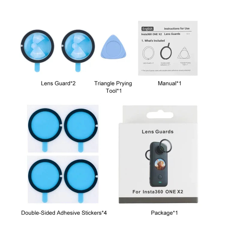 PULUZ Capa Protetora PC para Lente Insta360 One X2, Protetor de Lente para Insta360 ONE X2