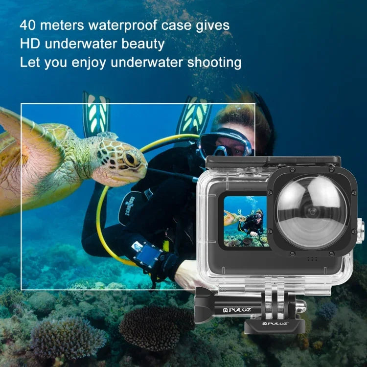 PULUZ Caixa Protetora Subaquática 40m com Fecho, Suporte Básico e Parafuso para GoPro HERO12 Black /11 Black /11 Black Mini /10 Black /9 Black Max Lens Mod, Para GoPro Hero11 Black / HERO10 Black