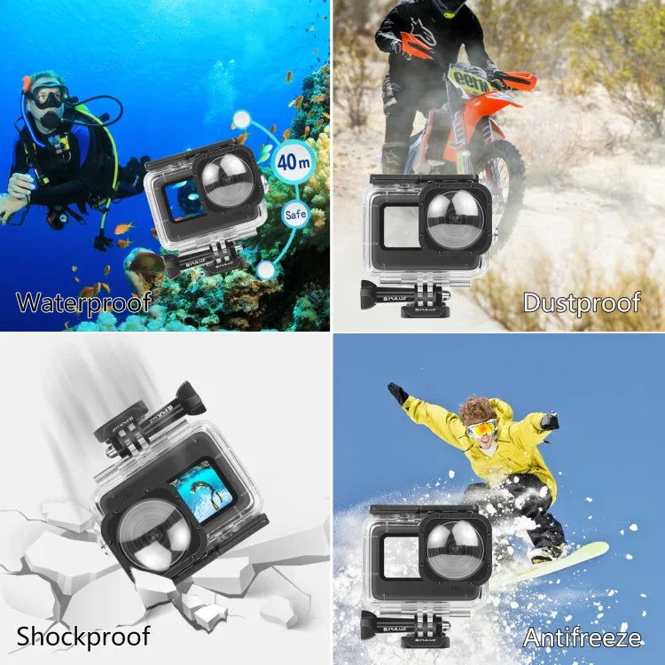 PULUZ Caixa Protetora Subaquática 40m com Fecho, Suporte Básico e Parafuso para GoPro HERO12 Black /11 Black /11 Black Mini /10 Black /9 Black Max Lens Mod, Para GoPro Hero11 Black / HERO10 Black