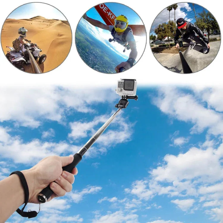 PULUZ Monopé Extensível Portátil para Selfie para GoPro, Insta360, DJI e Outras Câmaras de Ação, Comprimento: 22,5-80cm, Comprimento: 22,5-100cm