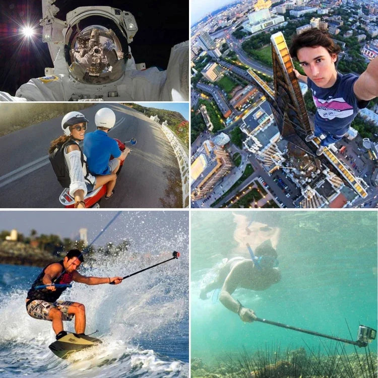 PULUZ Monopé Extensível Portátil para Selfie para GoPro, Insta360, DJI e Outras Câmaras de Ação, Comprimento: 22,5-80cm, Comprimento: 22,5-100cm