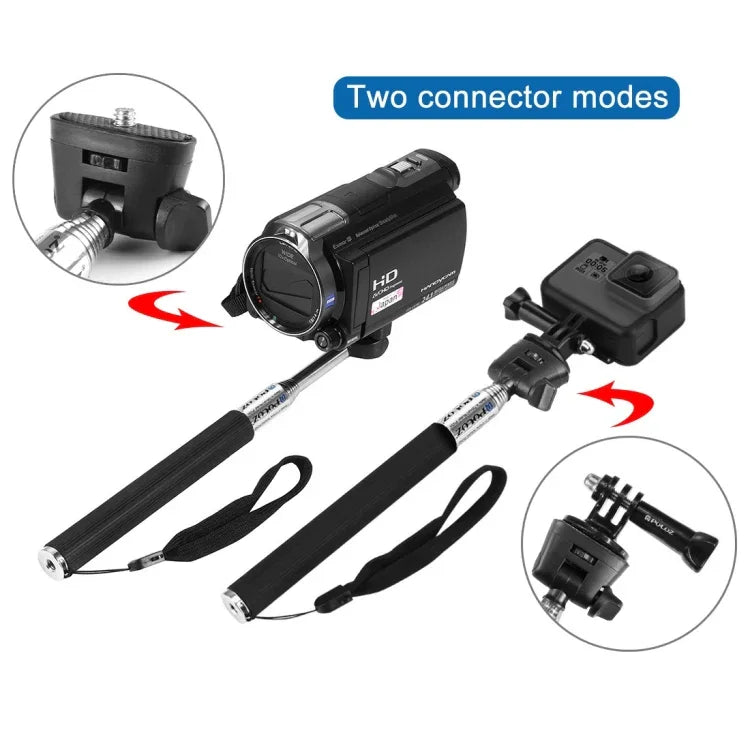 PULUZ Monopé Extensível Portátil para Selfie para GoPro, Insta360, DJI e Outras Câmaras de Ação, Comprimento: 22,5-80cm, Comprimento: 22,5-100cm